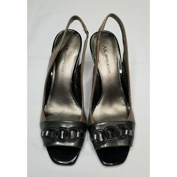 Anne Klein Charcoal Taupe Akvelie Heels Slingback Formal Shoes Size 7.5 - Picture 2 of 8